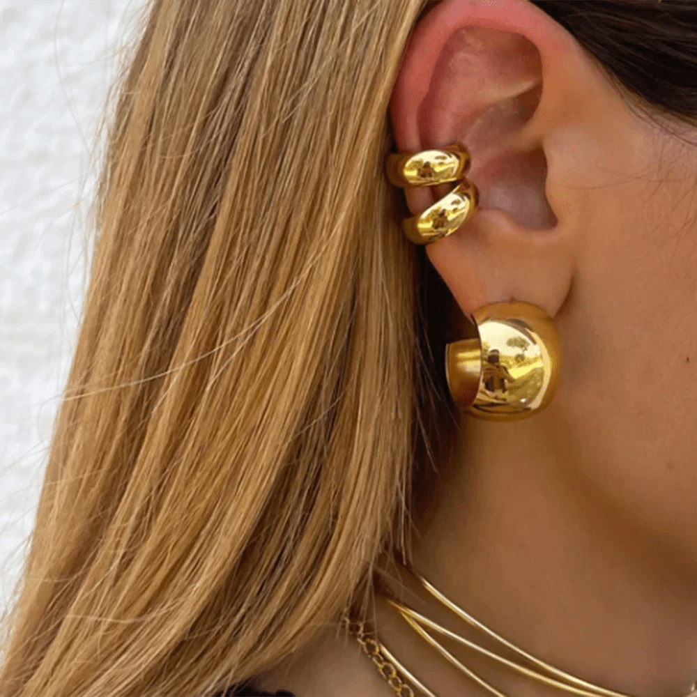 Stainless Steel Gold Silver Earcuff Earrings - LaVie Jewelery