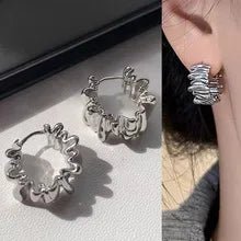 Vintage Silver Plated Stainless Steel Irregular Hoop Earrings - LaVie Jewelery