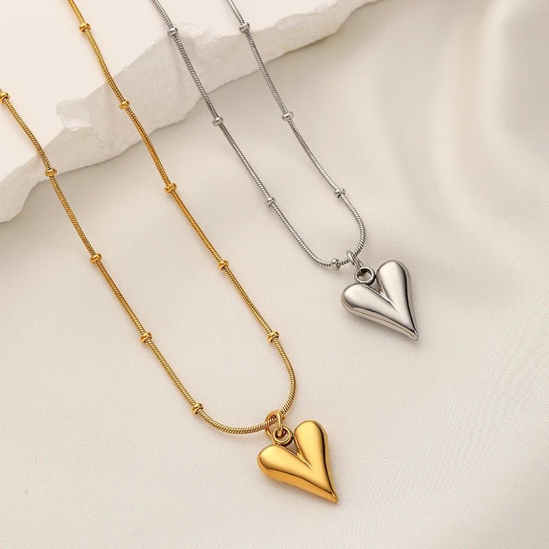 Stainless Steel Heart Pendant Chain Necklace - LaVie Jewelery