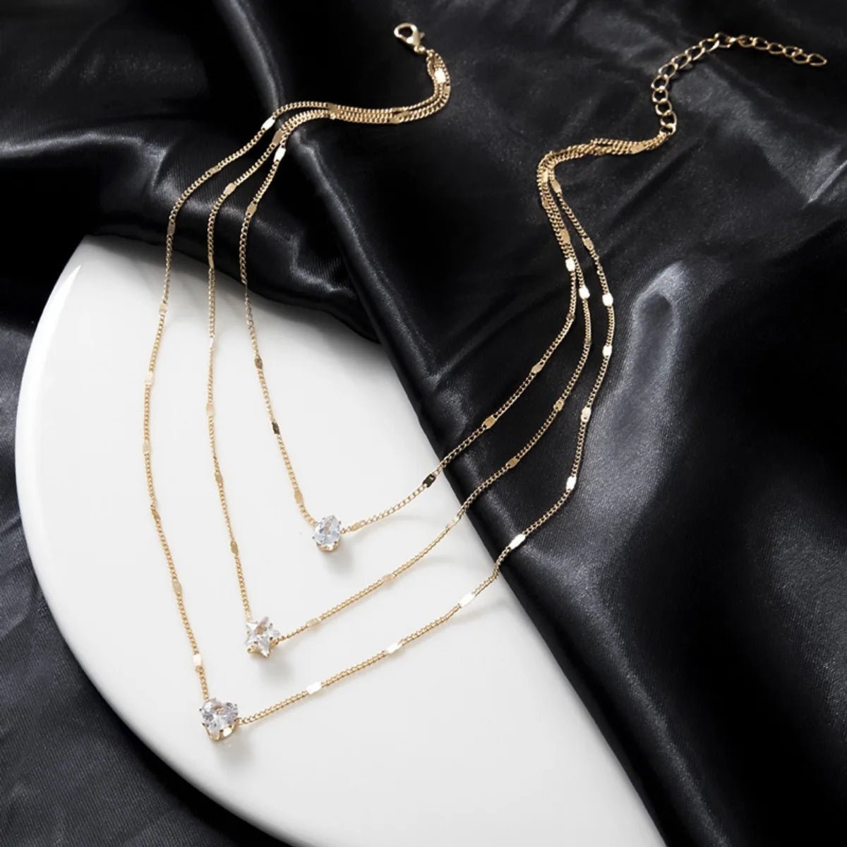 Multi - layer Star Heart Shape Water Drop Pendant Chain Necklace - LaVie Jewelery