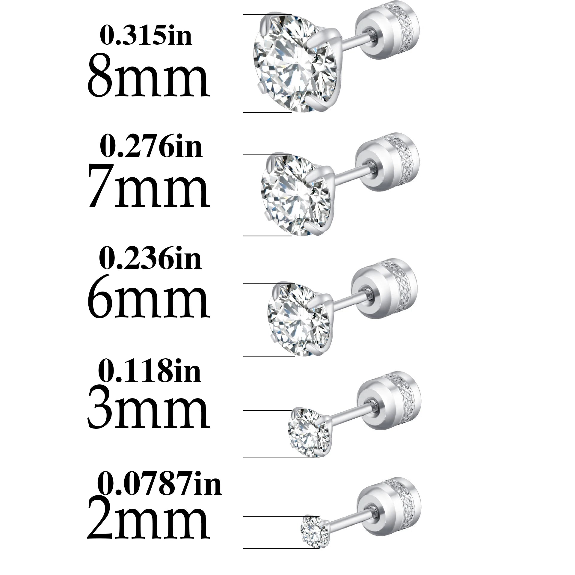 Titanium Steel Zircon Stud Earrings - LaVie Jewelery