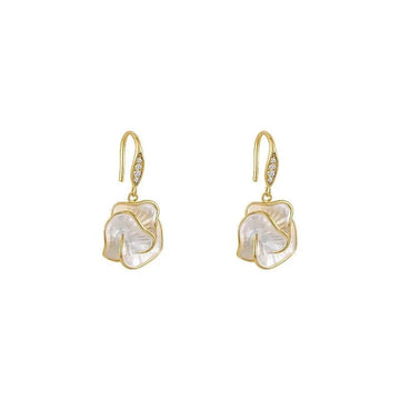 Korean Golden Rimmed Flower Drop Earrings - LaVie Jewelery