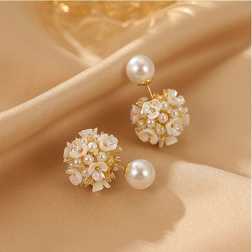 Elegant Double Side White Shell Pearl Stud Earrings - LaVie Jewelery