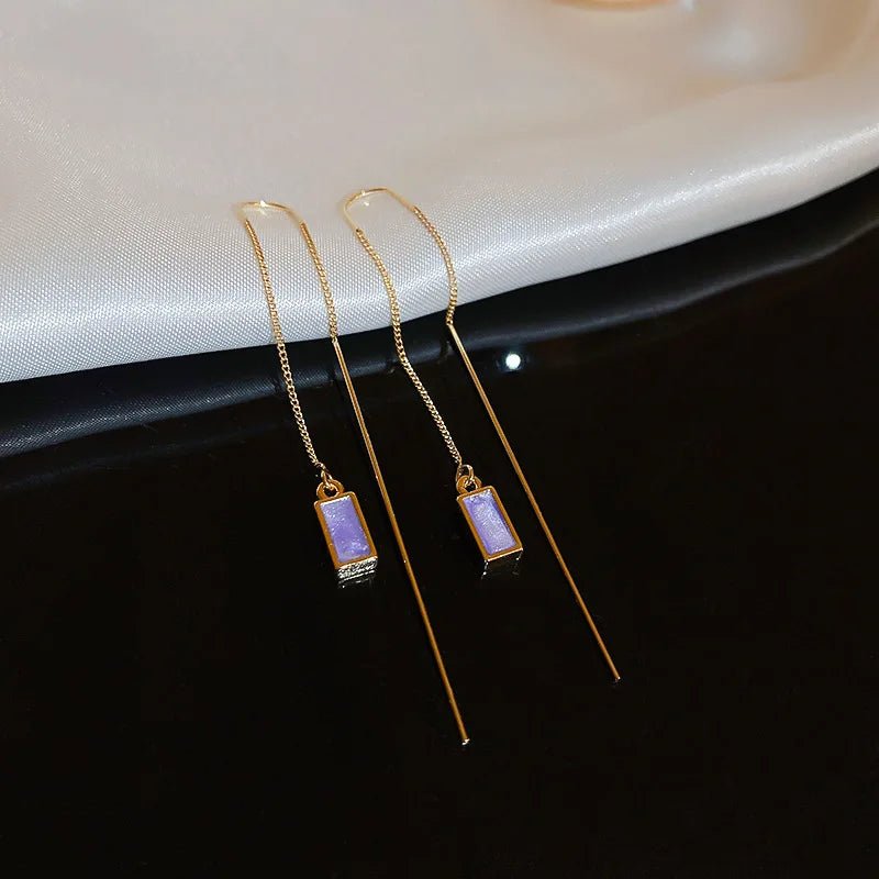 Korean Fashion Gold Color Long Tassel Dangle Earrings - LaVie Jewelery