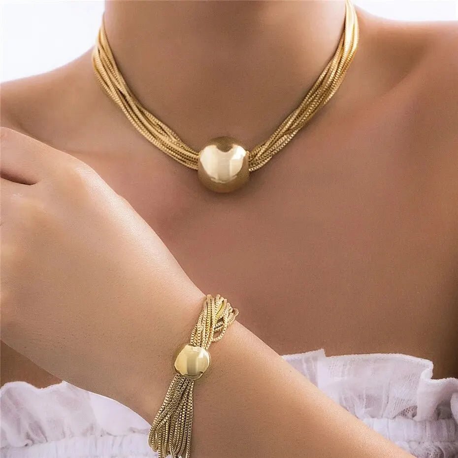 Bohemian Fashion Choker Necklace Bracelet Jewelry Set - LaVie Jewelery