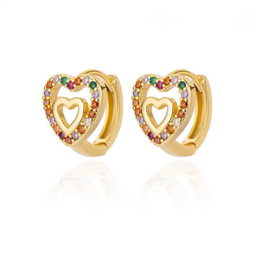Stainless Steel Gold Silver Color Zircon Heart Earrings - LaVie Jewelery
