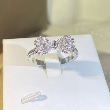 Fancy Bow Ring with Dazzling CZ Sterling Silver - LaVie Jewelery