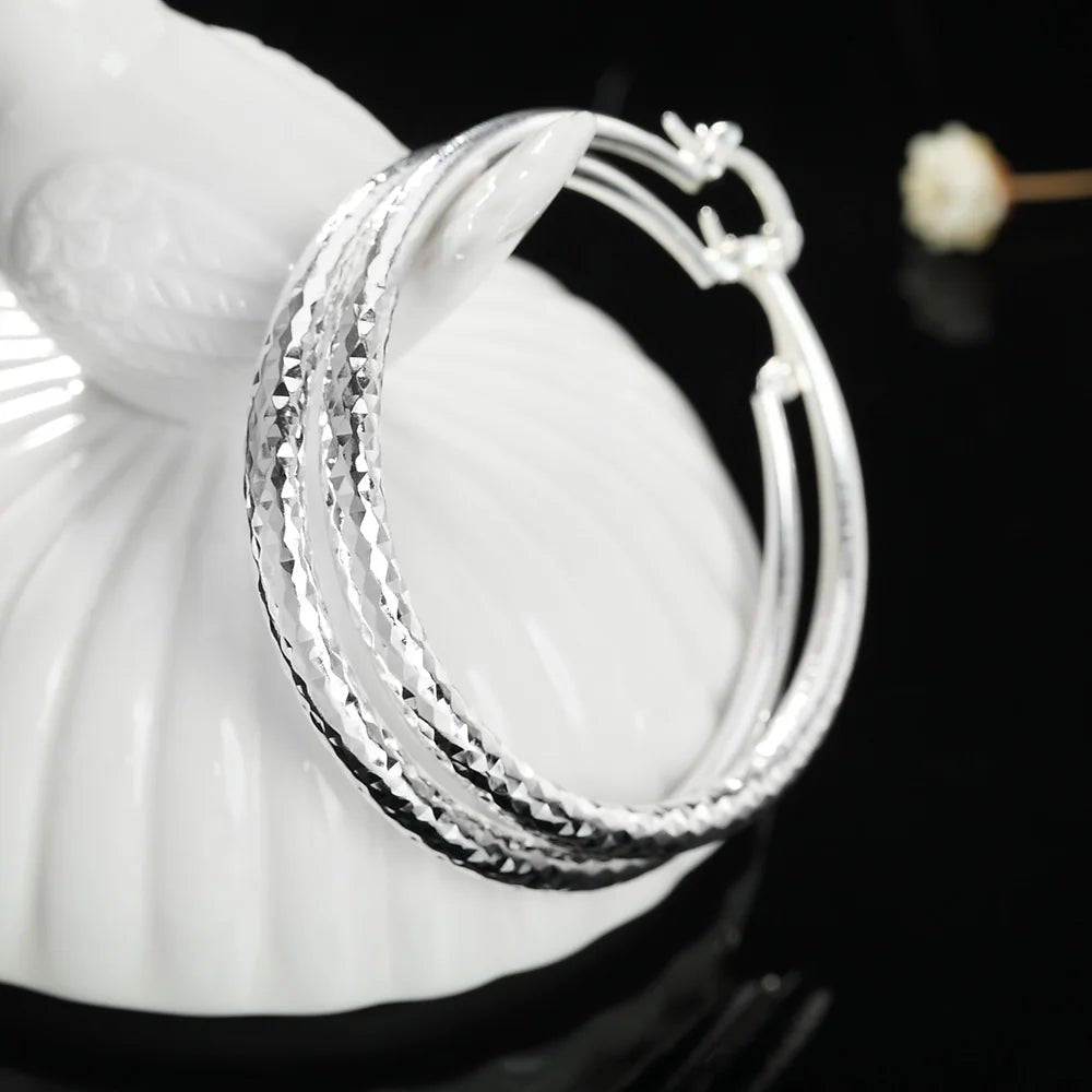 925 Sterling Silver 5CM circle hoop Earrings - LaVie Jewelery