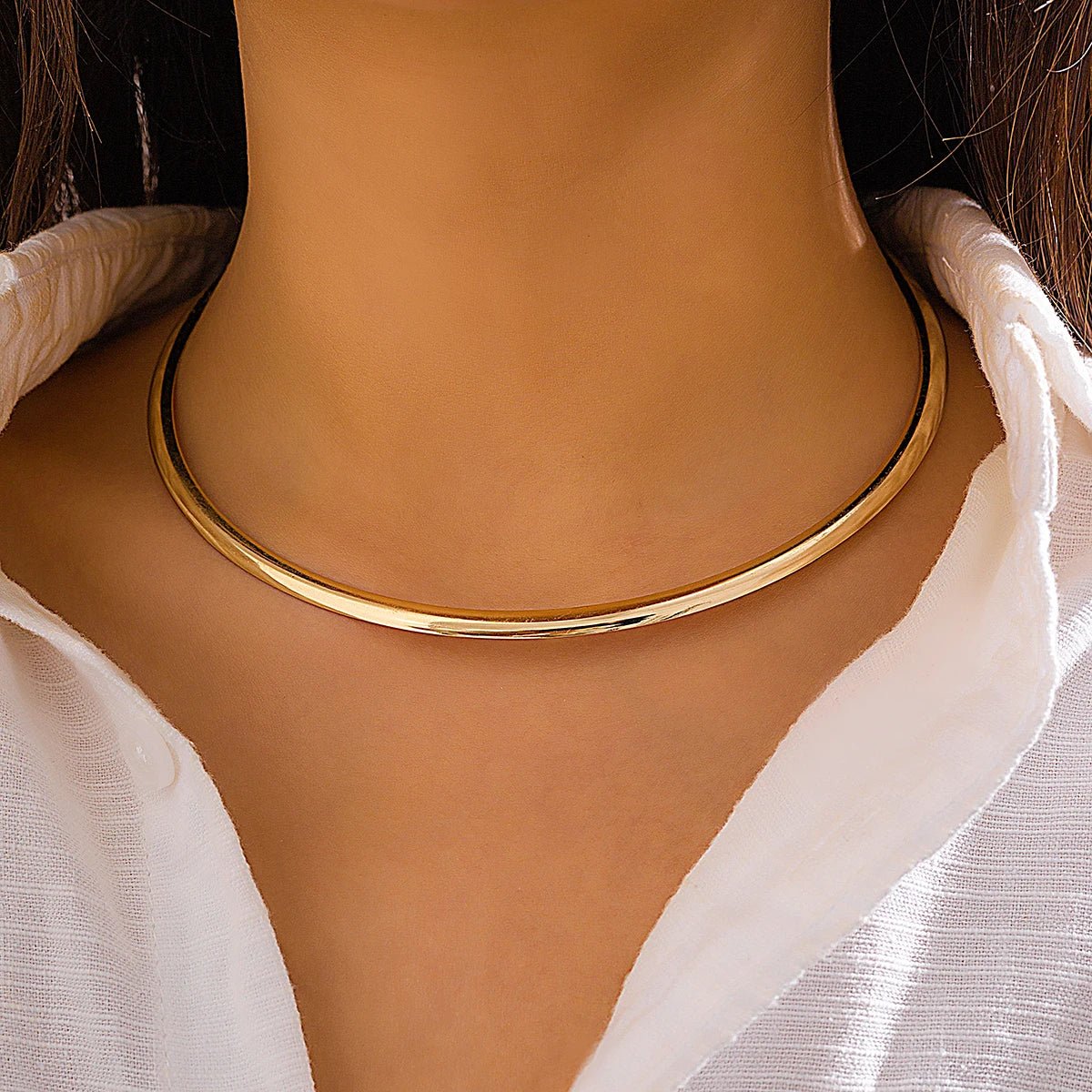 Vintage Iron Metal Torques Goth Gold Choker Necklace - LaVie Jewelery