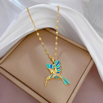 Stainless Steel Gold Color Dragonfly Wings Necklaces For Women - LaVie Jewelery